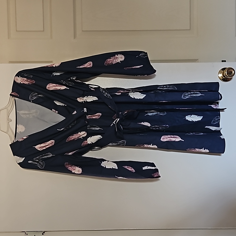 Womens Cross Front Long Sleeve Dress
